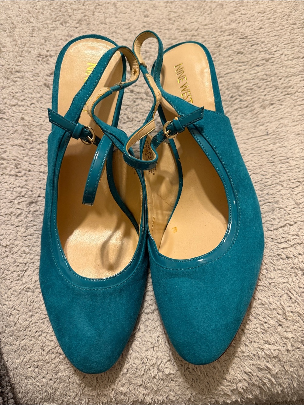 Nine West Teal Suede Slingback Heels size 11